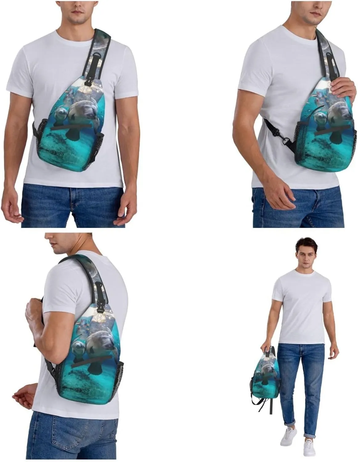 White Blue Daisy Cross Chest Bag Diagonally,Crossbody Backpack Travel Hiking Casual Chest Bags Lightweight Sling Bag