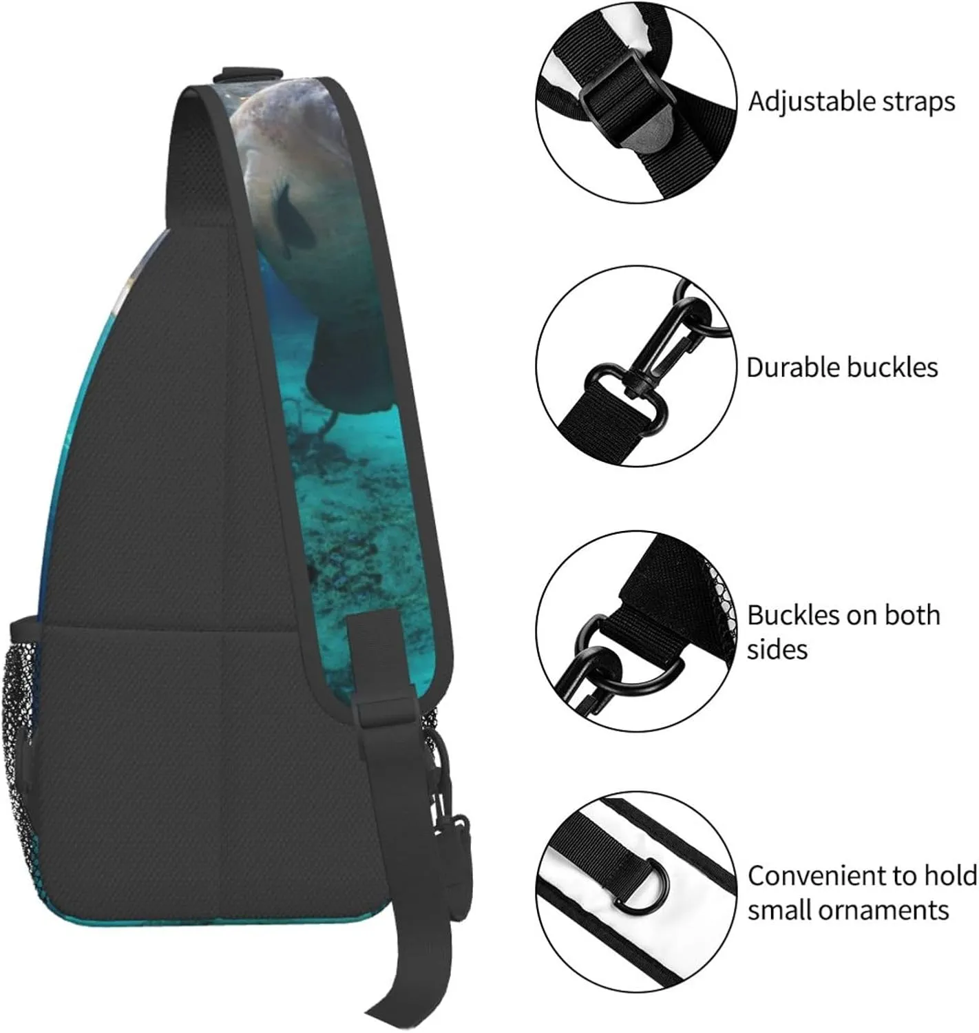 White Blue Daisy Cross Chest Bag Diagonally,Crossbody Backpack Travel Hiking Casual Chest Bags Lightweight Sling Bag