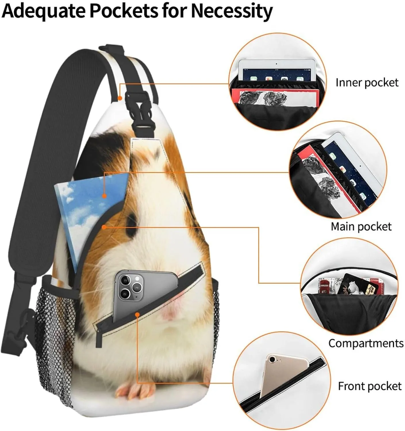 White Blue Daisy Cross Chest Bag Diagonally,Crossbody Backpack Travel Hiking Casual Chest Bags Lightweight Sling Bag