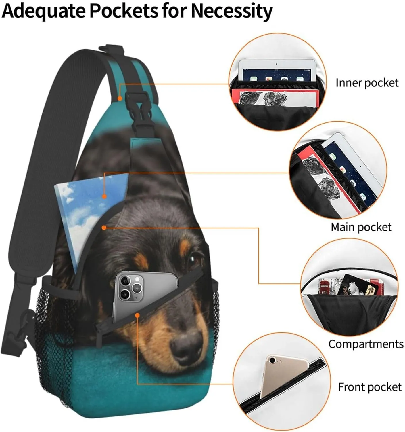 White Blue Daisy Cross Chest Bag Diagonally,Crossbody Backpack Travel Hiking Casual Chest Bags Lightweight Sling Bag