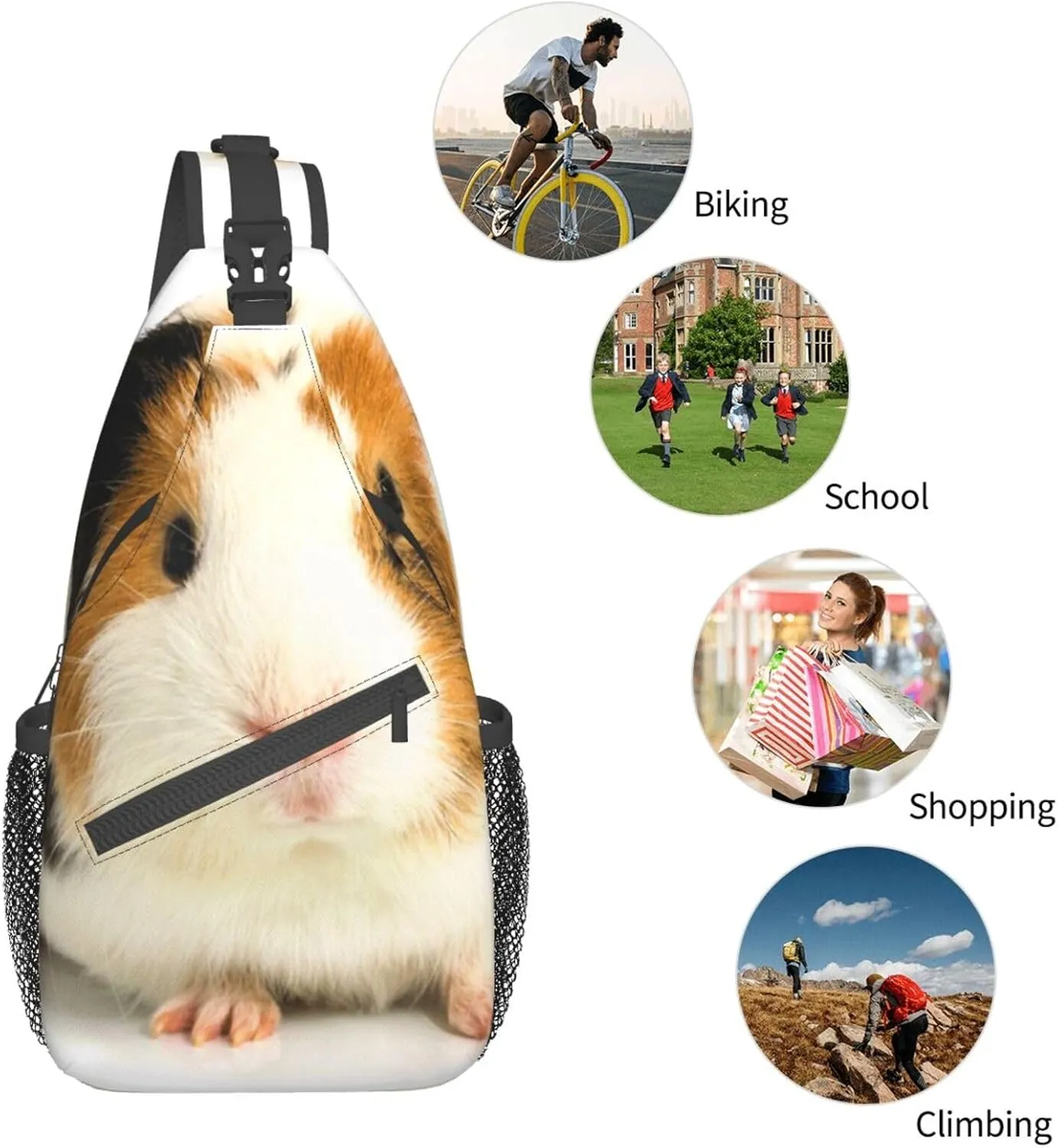 White Blue Daisy Cross Chest Bag Diagonally,Crossbody Backpack Travel Hiking Casual Chest Bags Lightweight Sling Bag