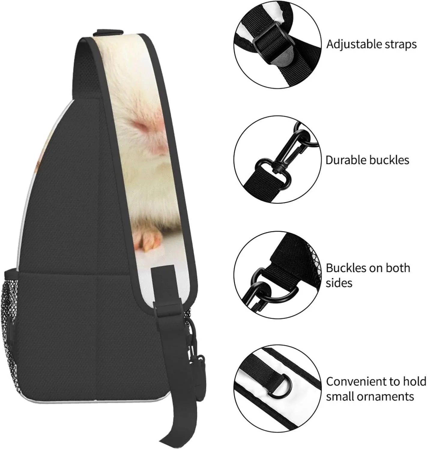 White Blue Daisy Cross Chest Bag Diagonally,Crossbody Backpack Travel Hiking Casual Chest Bags Lightweight Sling Bag
