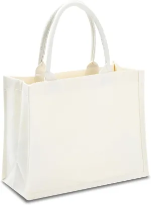 White Canvas Tote Bags with Handles, 1Pcs 15.7"x7"x12" White Canvas Tote Bags Bulk, Reusable Grocery Bags, Tote Bags for Work, Travel, Beach