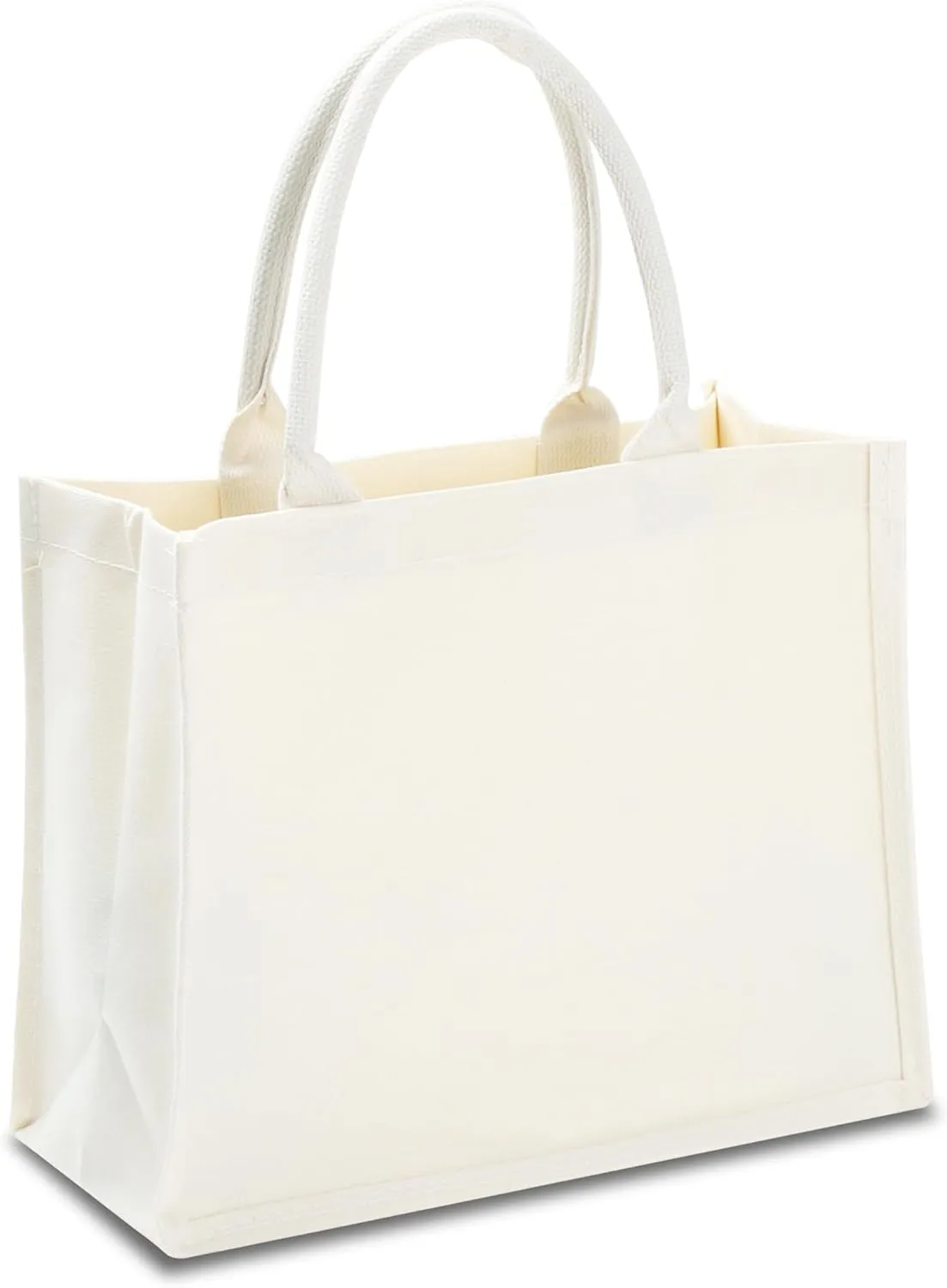 White Canvas Tote Bags with Handles, 1Pcs 15.7"x7"x12" White Canvas Tote Bags Bulk, Reusable Grocery Bags, Tote Bags for Work, Travel, Beach