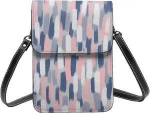 White lines compose mountains Leather Crossbody Phone Purse for Women Cute Wallet Bags Lightweight Mini Sling Bag
