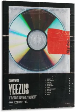 WHMEI Kanye Posters West Yeezus Canvas Poster Wall Art Bedroom Decor Office Room Kitchen Decor Gift Frame 12x18inch(30x45cm)