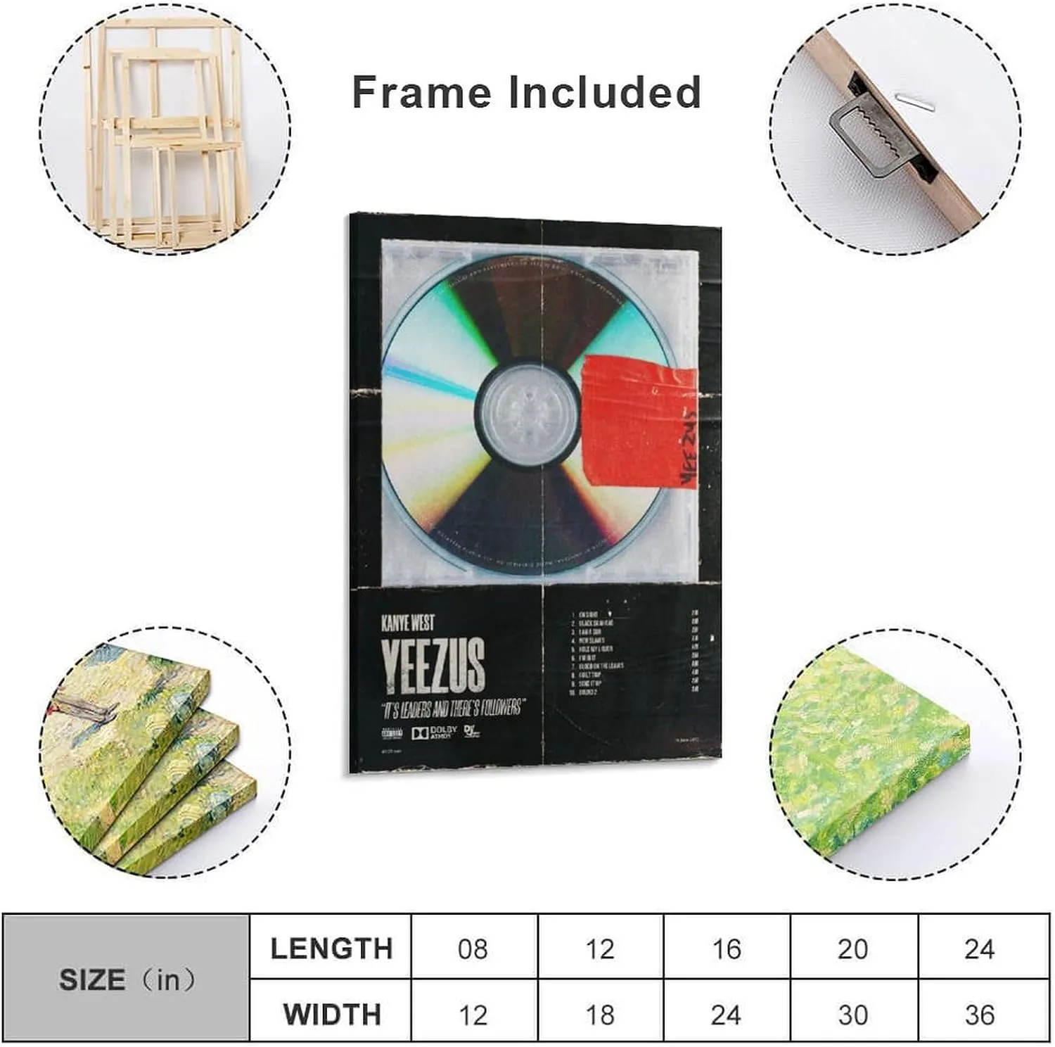 WHMEI Kanye Posters West Yeezus Canvas Poster Wall Art Bedroom Decor Office Room Kitchen Decor Gift Frame 12x18inch(30x45cm)
