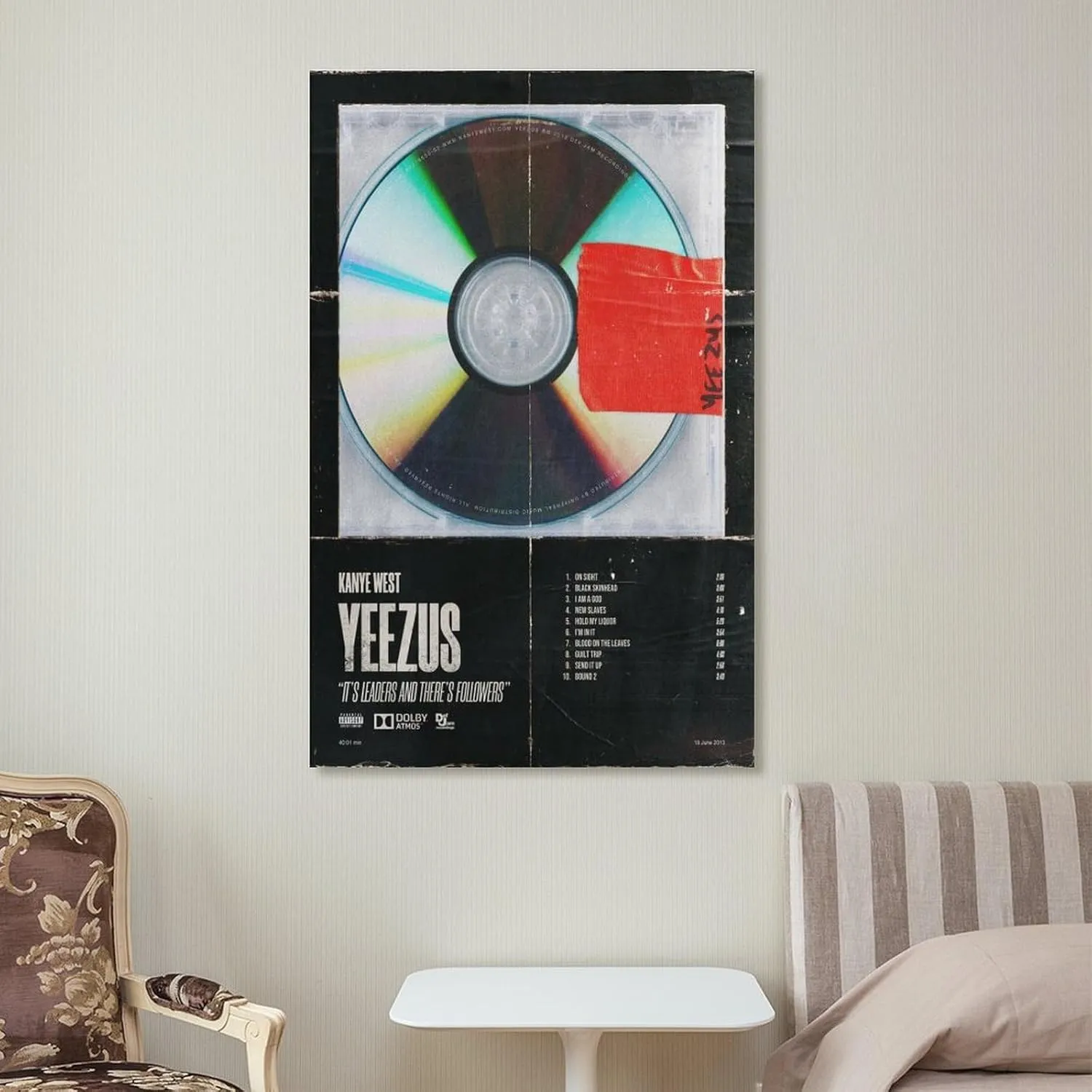 WHMEI Kanye Posters West Yeezus Canvas Poster Wall Art Bedroom Decor Office Room Kitchen Decor Gift Frame 12x18inch(30x45cm)