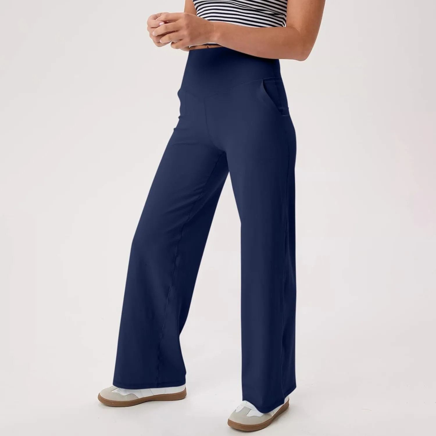 Wide Leg Pants Woman High Waist Yoga Pants with Pockets Loose Stretch Dress Work Sweatpants Casual Lounge