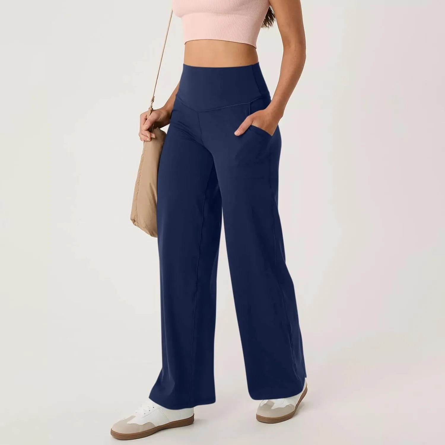 Wide Leg Pants Woman High Waist Yoga Pants with Pockets Loose Stretch Dress Work Sweatpants Casual Lounge