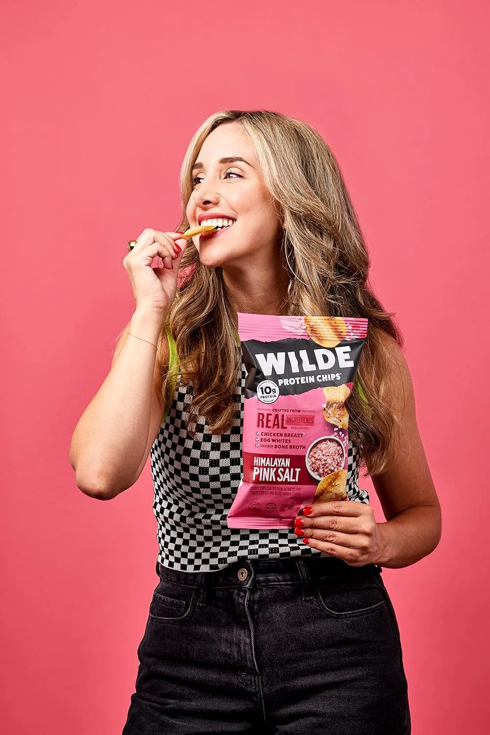 WILDE Himalayan Pink Salt Protein Chips, Thin and Crispy, High Protein, Keto Friendly, Made with Real Ingredients, 1.34oz Bags (Pack of 8)