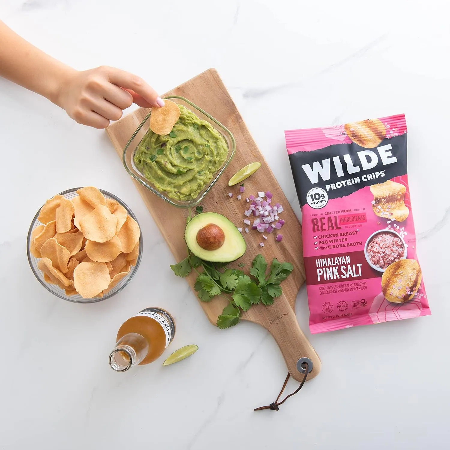 WILDE Himalayan Pink Salt Protein Chips, Thin and Crispy, High Protein, Keto Friendly, Made with Real Ingredients, 1.34oz Bags (Pack of 8)
