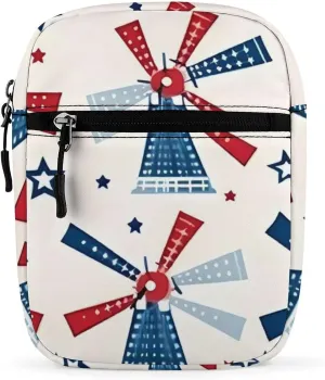 Windmill Patriotic Celebrate America Independence Cute Crossbody Bags Small Sling Purse Travel Shoulder Bag with Adjustable Strap for Men Women