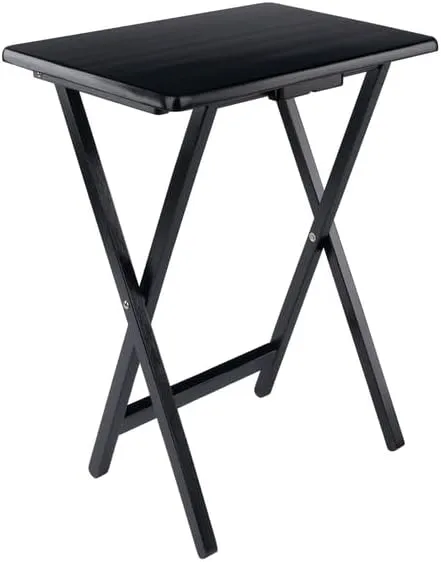 Winsome Alex 2-Piece Snack Table Set, Black Finish - Folding TV Tray Tables for Living Room, Compact Storage Design