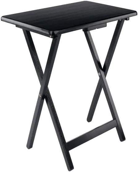 Winsome Alex 2-Piece Snack Table Set, Black Finish - Folding TV Tray Tables for Living Room, Compact Storage Design