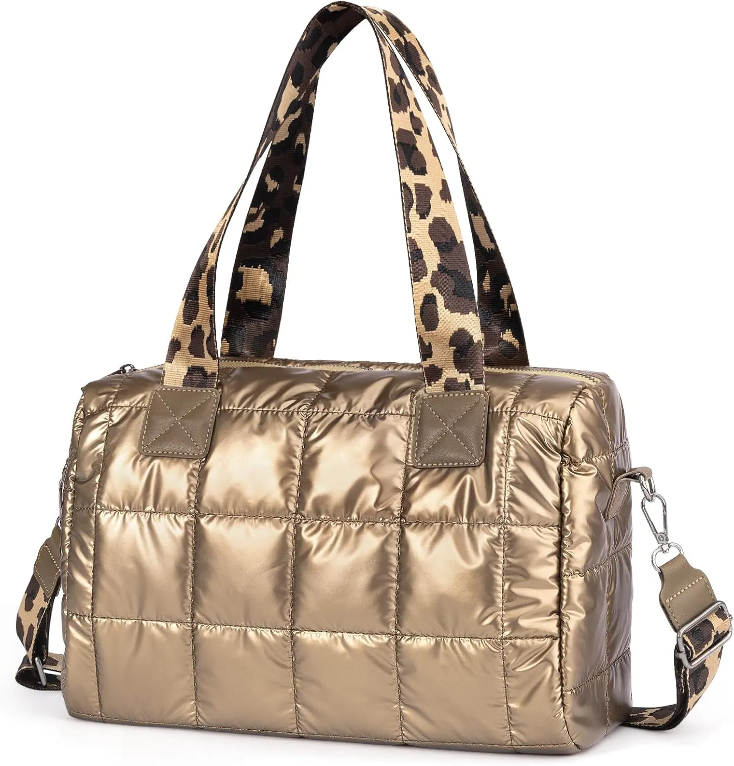 WiseBoy Quilted Crossbody Bags Handbag for Women, Gold Trendy Puffy Shoulder Bag Fashion Purse for Girls, Ladies