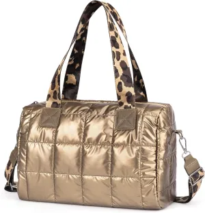 WiseBoy Quilted Crossbody Bags Handbag for Women, Gold Trendy Puffy Shoulder Bag Fashion Purse for Girls, Ladies