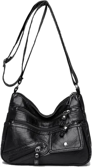WITERY Crossboby Bag for Women - Soft PU Leather Multi-Pocket Shoulder Bag Handbag with Adjustable Strap