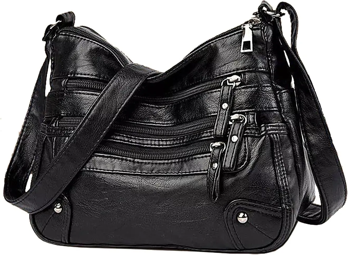 WITERY Crossboby Bag for Women - Soft PU Leather Multi-Pocket Shoulder Bag Handbag with Adjustable Strap