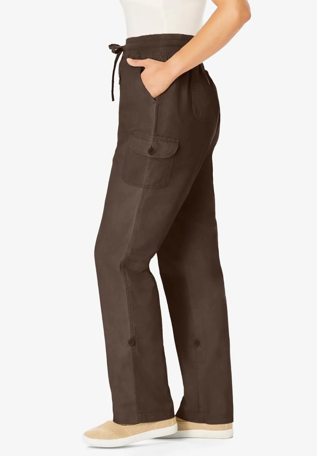 Woman Within Plus Size Convertible 2-in-1 Cargo Pant & Capri Elastic Waist
