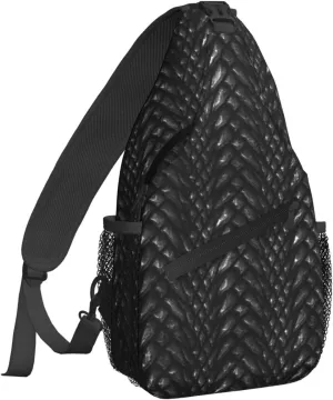 Women 3D Black Dragon Scales Crossbody Sling Backpack for Men Chest Bag Shoulder Bag Lightweight One Strap Backpack Travel Outdoor Daypack