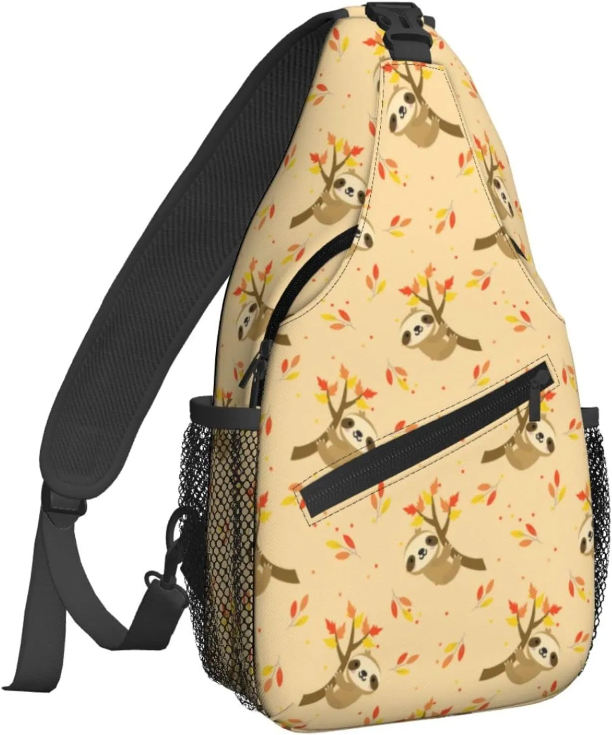 Women Autumn Sloth Fall Tree Crossbody Sling Backpack for Men Chest Bag Shoulder Bag Lightweight One Strap Backpack Travel Outdoor Daypack