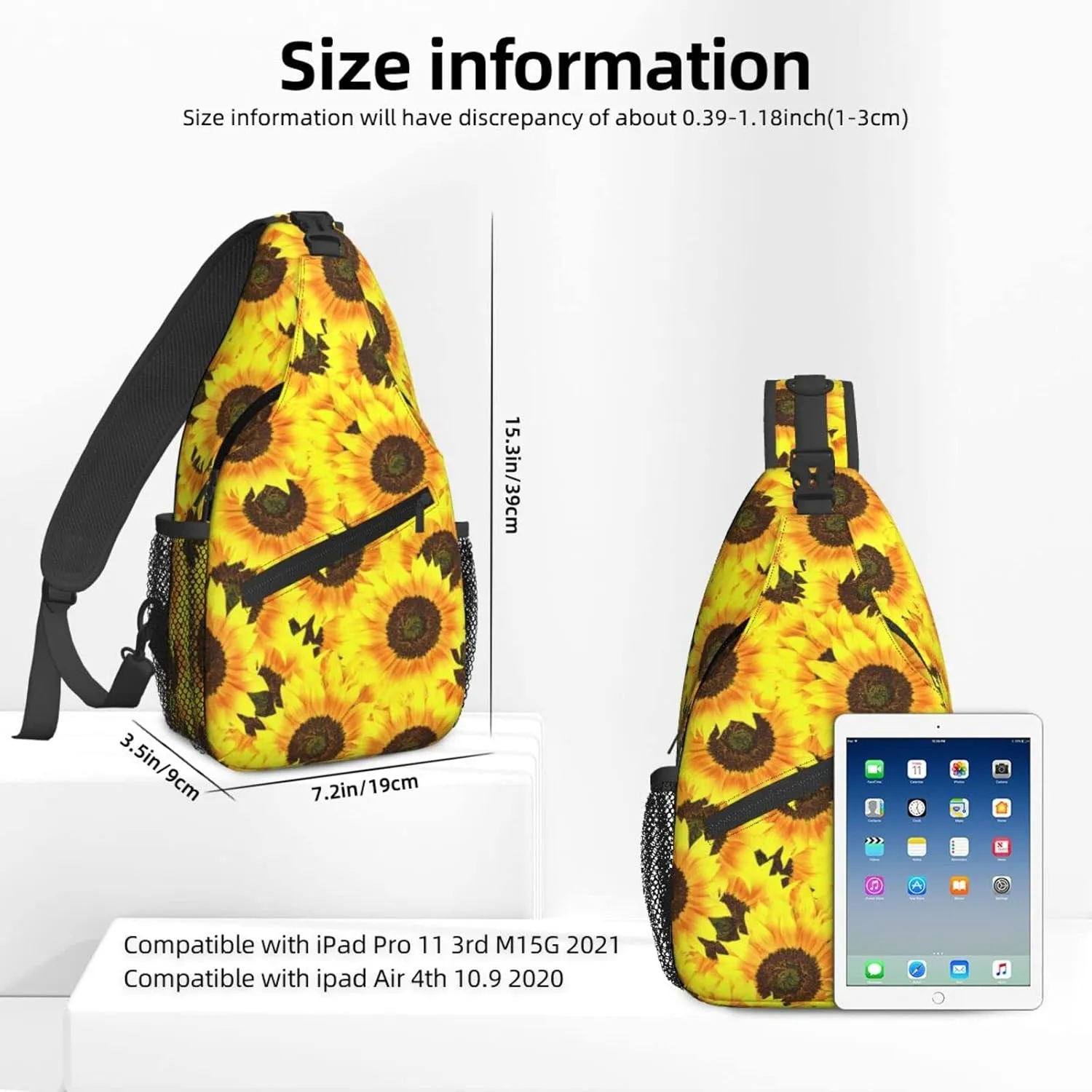 Women Bright Sunflowers Crossbody Sling Backpack for Men Chest Bag Shoulder Bag Lightweight One Strap Backpack Travel Outdoor Daypack