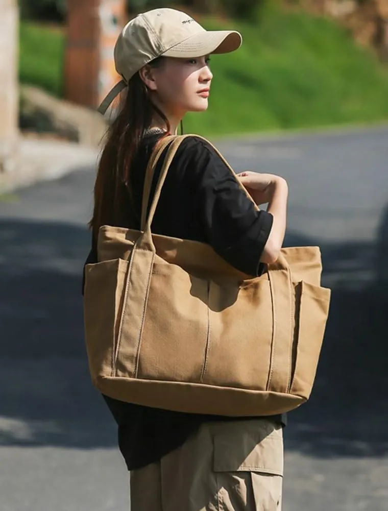Women Canvas Tote Bags Large Shoulder Hobo Bags Handbags Purse Satchel Purses Multi-pockets Casual Work Bags