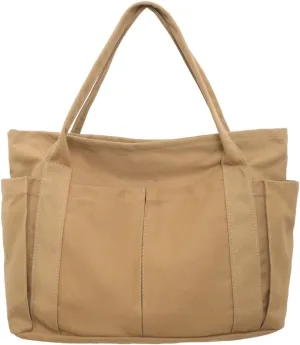 Women Canvas Tote Bags Large Shoulder Hobo Bags Handbags Purse Satchel Purses Multi-pockets Casual Work Bags
