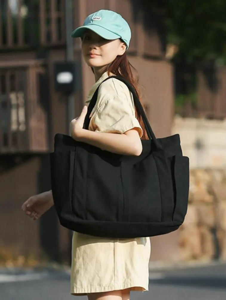 Women Canvas Tote Bags Large Shoulder Hobo Bags Handbags Purse Satchel Purses Multi-pockets Casual Work Bags