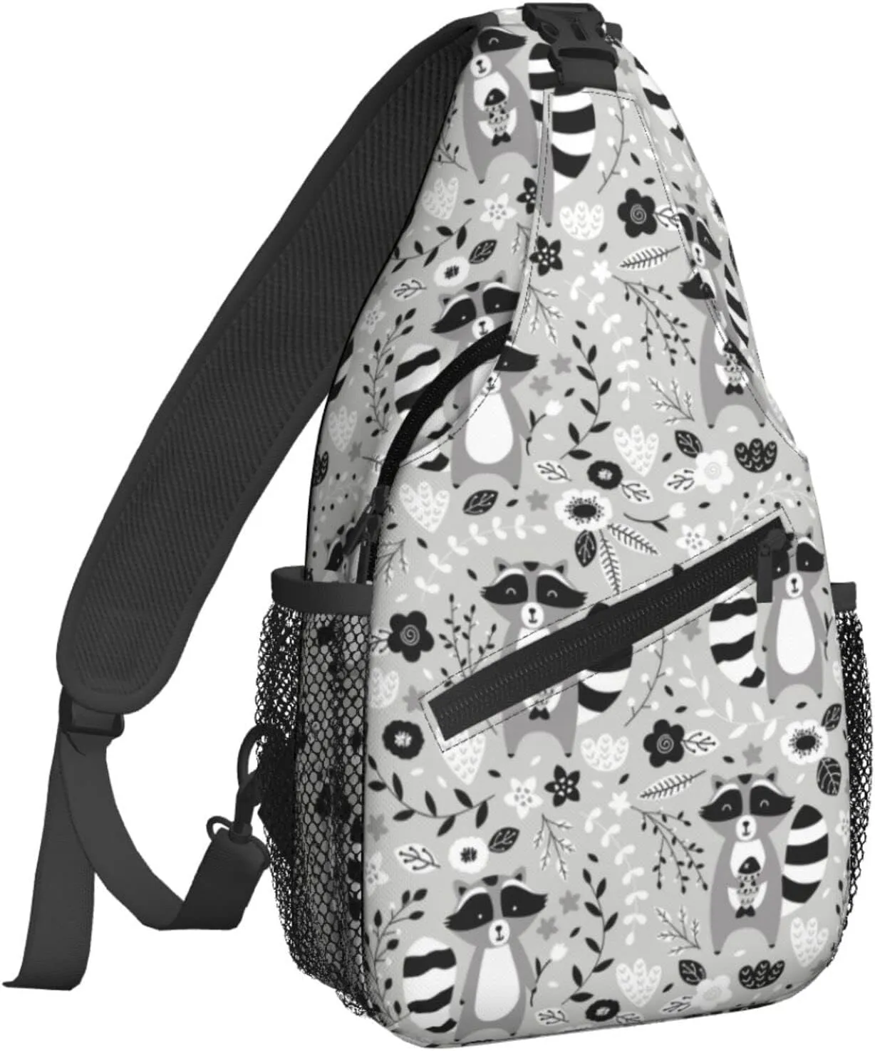 Women Cartoon Animals Raccoon Crossbody Sling Backpack for Men Chest Bag Shoulder Bag Lightweight One Strap Backpack Travel Outdoor Daypack