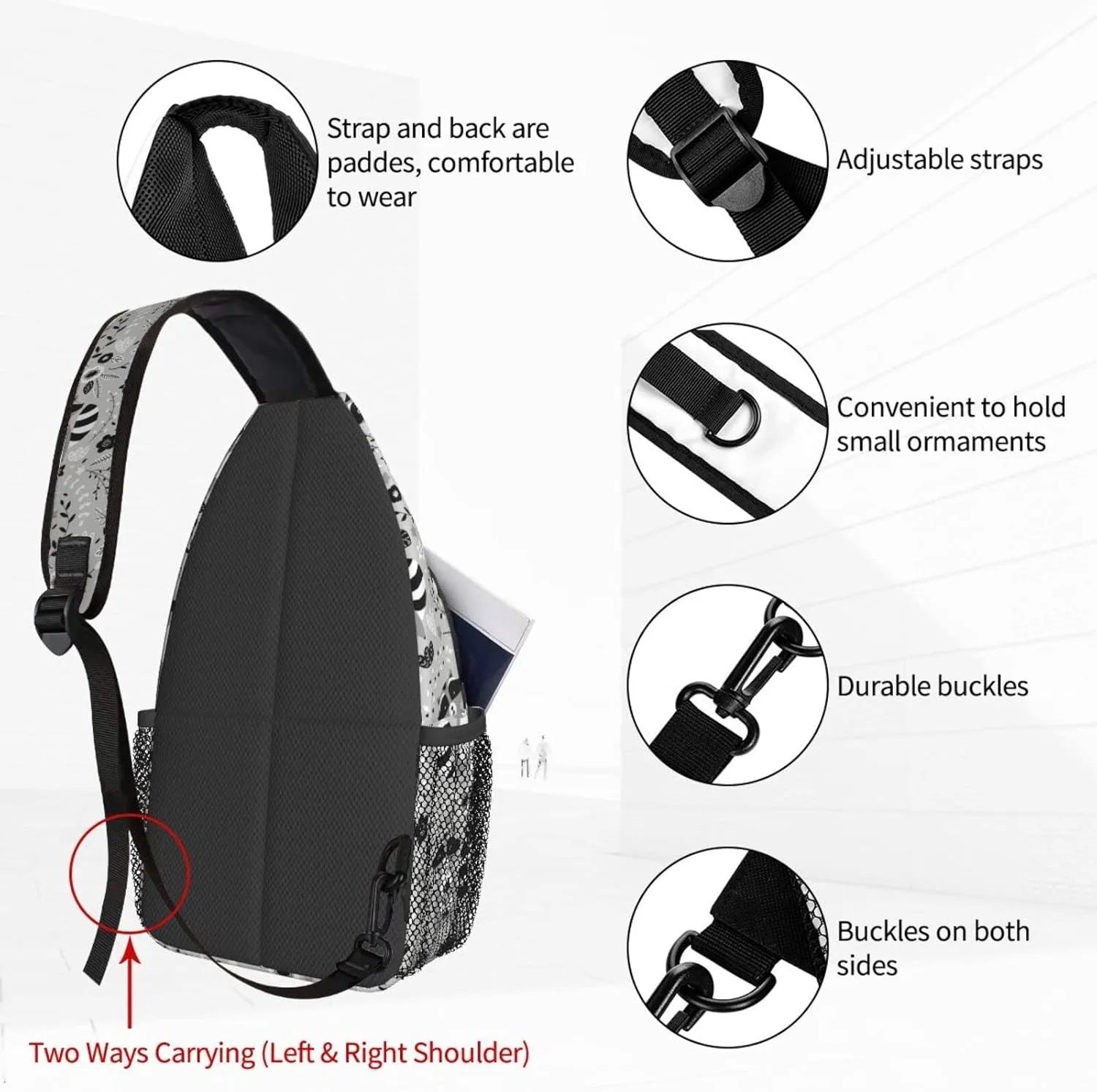 Women Cartoon Animals Raccoon Crossbody Sling Backpack for Men Chest Bag Shoulder Bag Lightweight One Strap Backpack Travel Outdoor Daypack