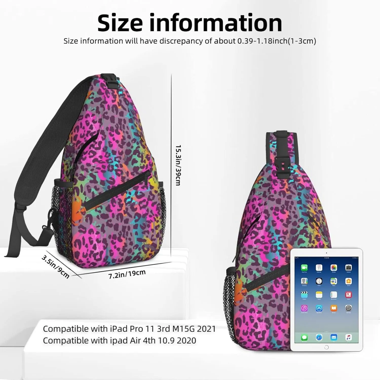 Women Colorful Leopard Pattern Crossbody Sling Backpack for Men Chest Bag Shoulder Bag Lightweight One Strap Backpack Travel Outdoor Daypack