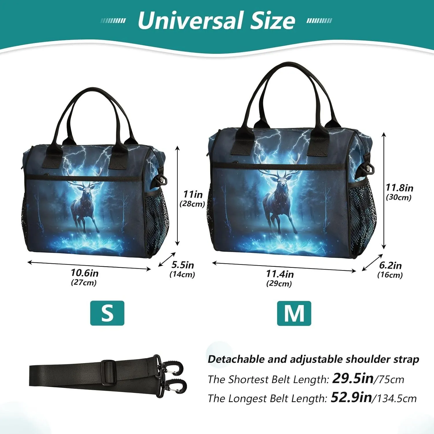 Women Cooler Bags Lunch Bag Reusable Insulated Lunch Bags Deer Myth Crossbody with Shoulder Strap Adults S
