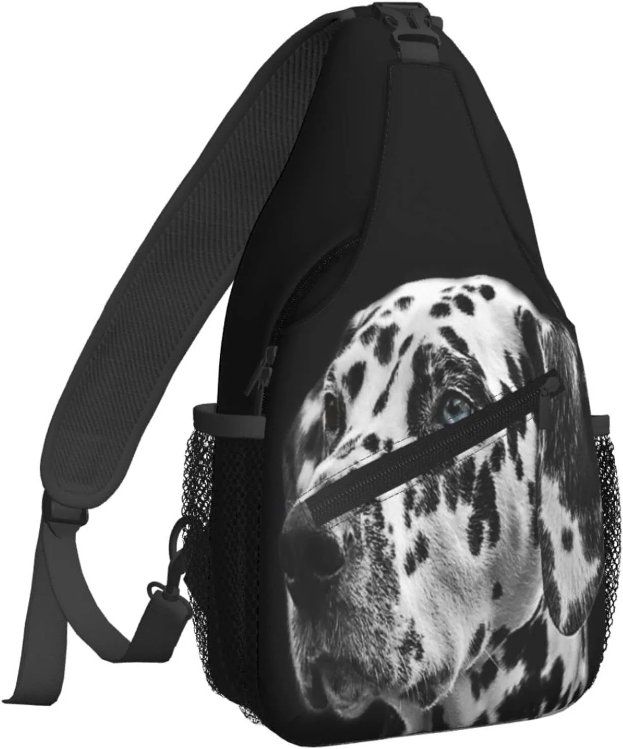 Women Dalmatian Dog Head Crossbody Sling Backpack for Men Chest Bag Shoulder Bag Lightweight One Strap Backpack Travel Outdoor Daypack