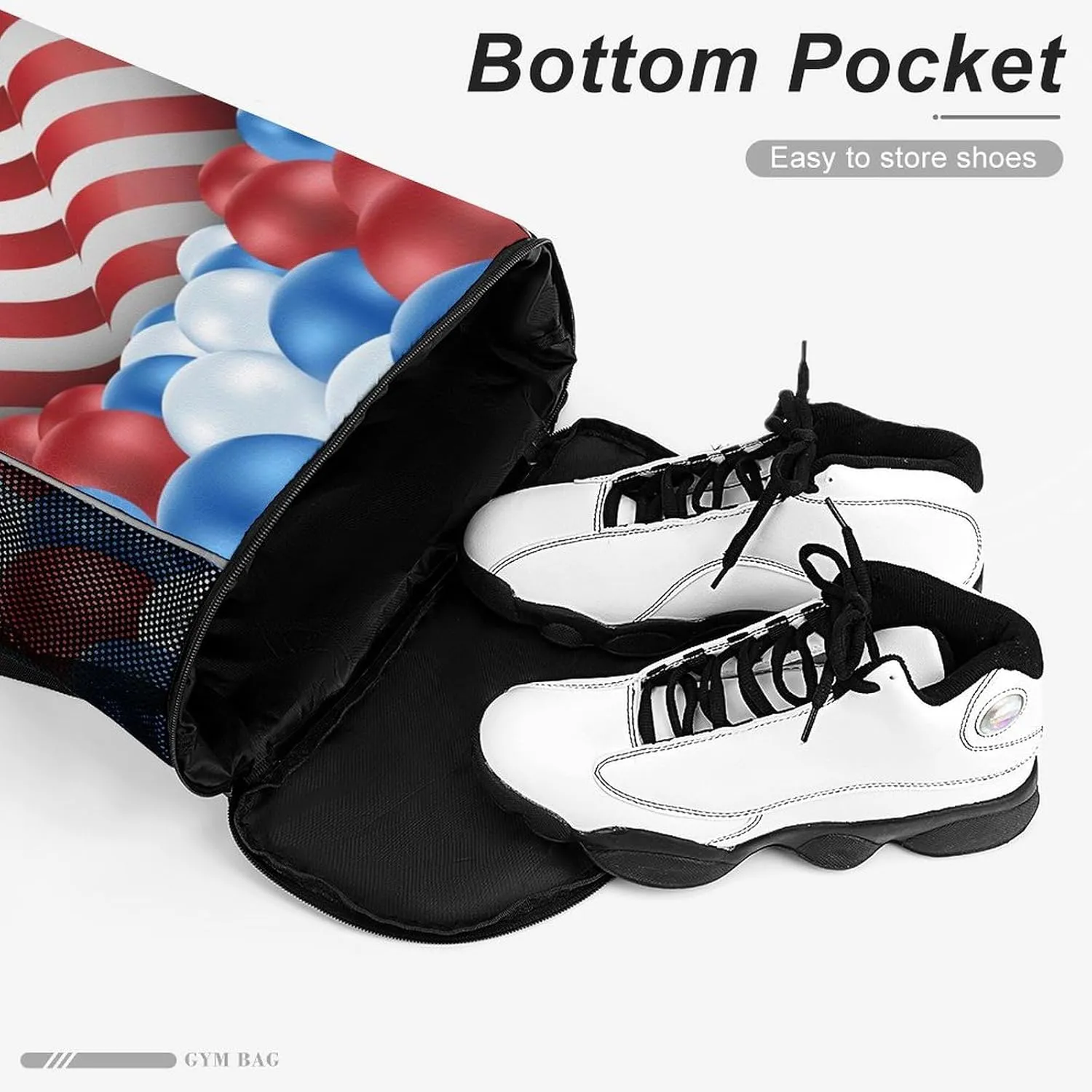 Women Drawstring Zipper Backpack Gym Bag Compatible with American Flag Balloon, Waterproof Polyester Outdoor Drawstring String Backpack Party Supplies Gift Sports Bag