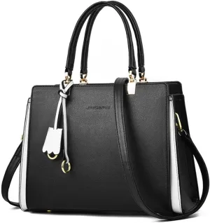 Women Elegant Handbag Classic Top-handle Purses PU Leather Tote Shoulder Bag Work Shopper Satchel with Pendant
