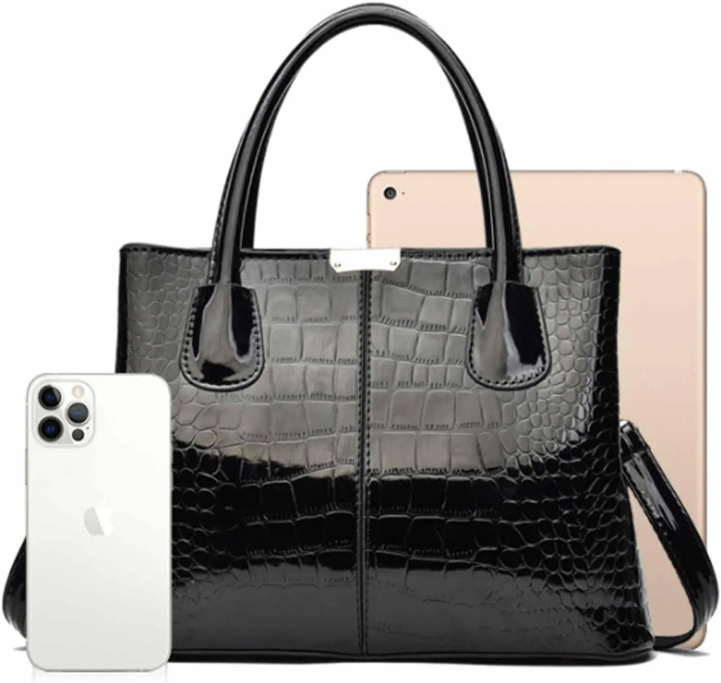 Women Elegant Top-handle Handbag Purse Patent PU Leather Crossbody Shoulder Bag Satchel Tote