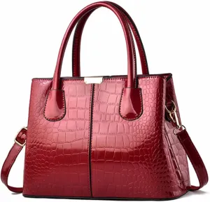 Women Elegant Top-handle Handbag Purse Patent PU Leather Crossbody Shoulder Bag Satchel Tote