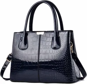 Women Elegant Top-handle Handbag Purse Patent PU Leather Crossbody Shoulder Bag Satchel Tote