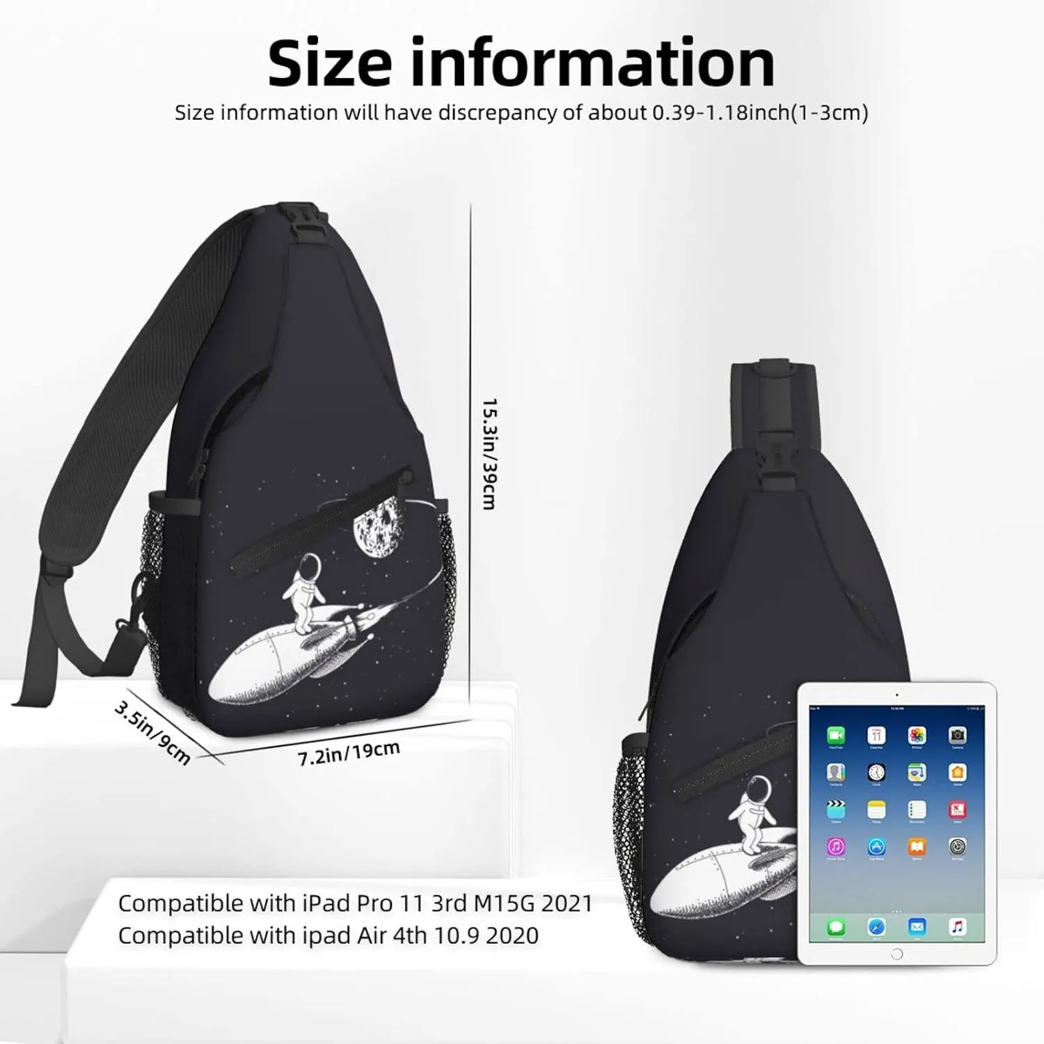 Women Funny Astronaut Surf in Space Crossbody Sling Backpack for Men Chest Bag Shoulder Bag Lightweight One Strap Backpack Travel Outdoor Daypack