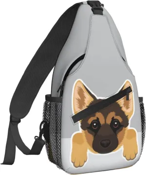 Women German Shepherd Dog Crossbody Sling Backpack for Men Chest Bag Shoulder Bag Lightweight One Strap Backpack Travel Outdoor Daypack