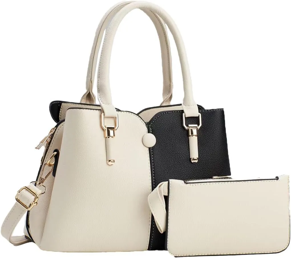 Women Hand-Held Bag Multi-Layer Large Capacity Handbag Fashion Contrast Shoulder Bags Top Handle Satchel Purse Set
