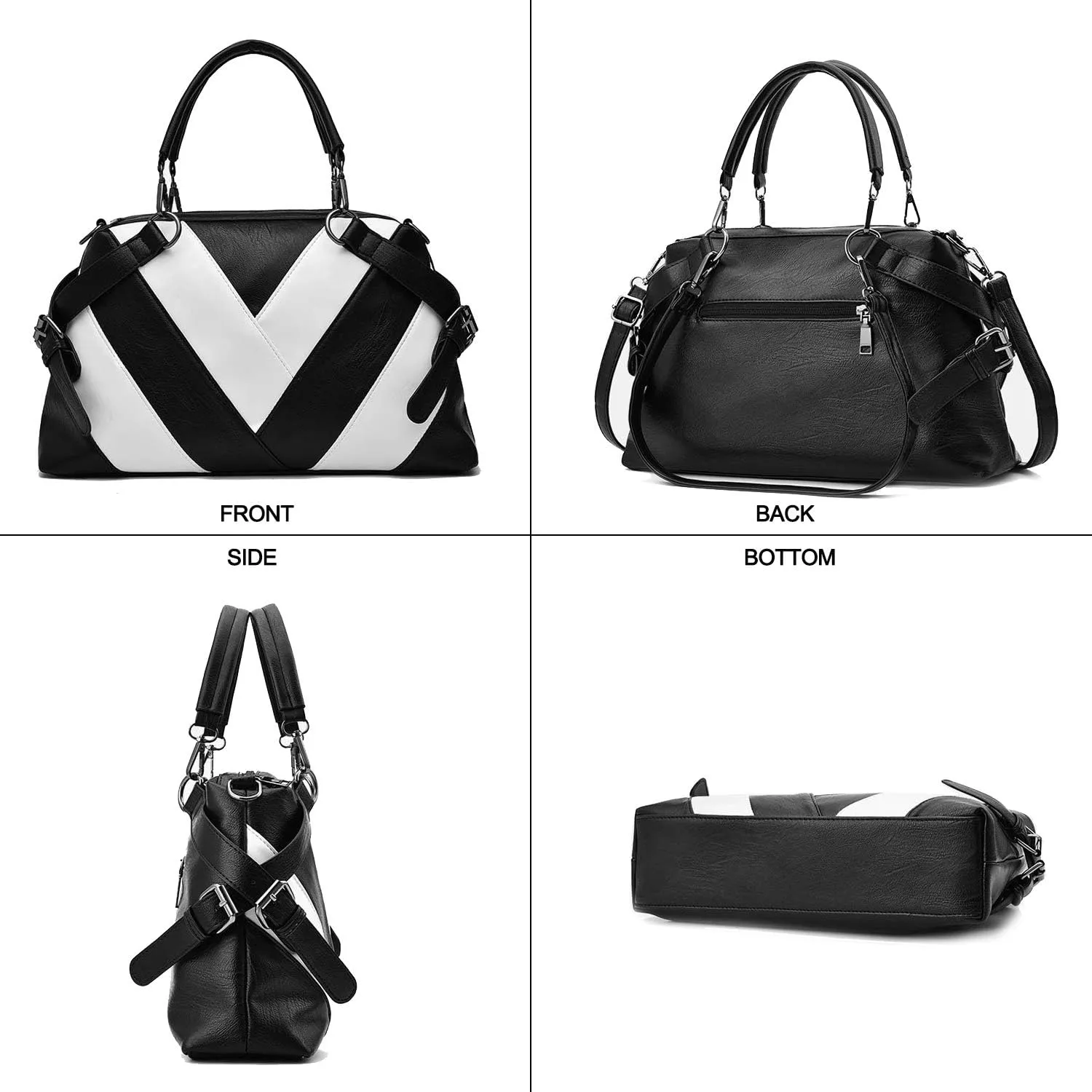 Women Handbag Hobo Shoulder Crossbody Bag,Stitching PU Top Handle Bags Totes Satchel Purse