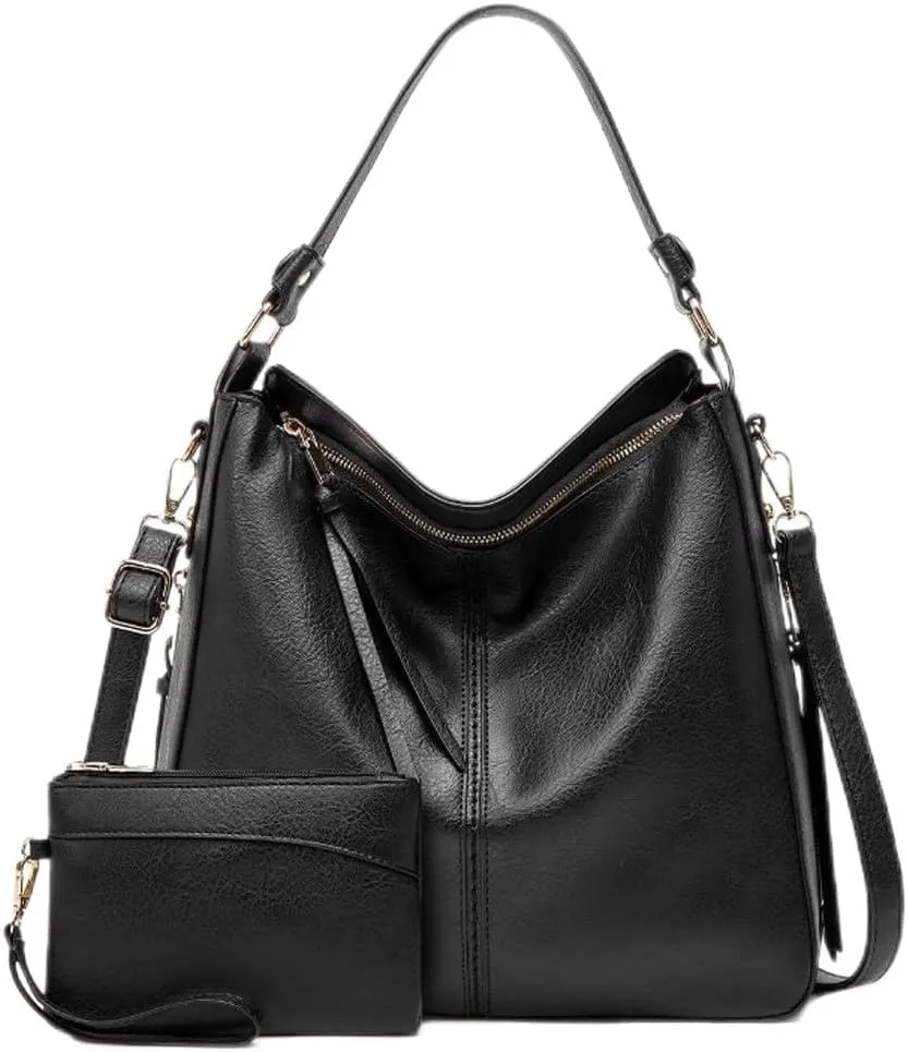 Women Handbags and Purse Sets Vegan Leather Tote Bags Fashion Hobo Bags Shoulder Bag Satchel Handbag Zip Wallet 2Pcs