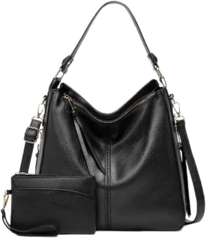 Women Handbags and Purse Sets Vegan Leather Tote Bags Fashion Hobo Bags Shoulder Bag Satchel Handbag Zip Wallet 2Pcs