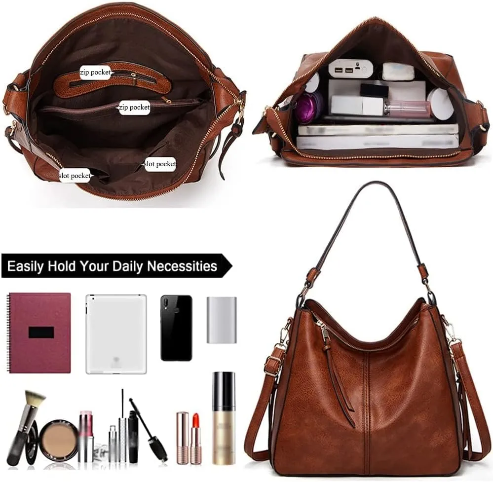 Women Handbags and Purse Sets Vegan Leather Tote Bags Fashion Hobo Bags Shoulder Bag Satchel Handbag Zip Wallet 2Pcs