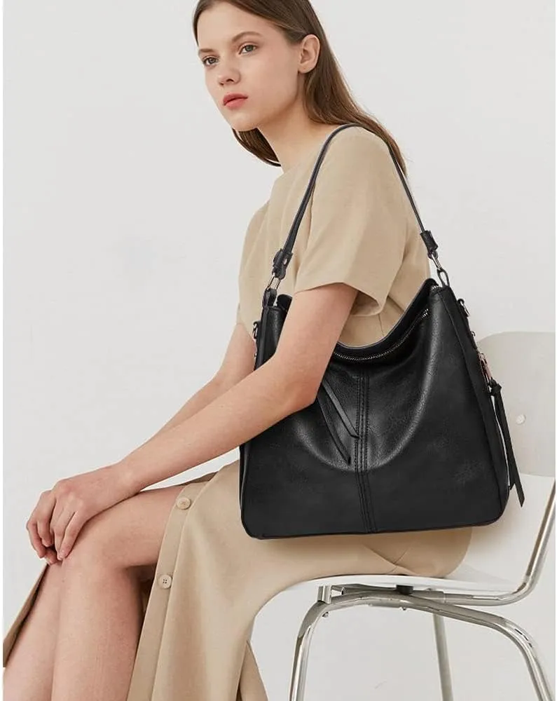 Women Handbags and Purse Sets Vegan Leather Tote Bags Fashion Hobo Bags Shoulder Bag Satchel Handbag Zip Wallet 2Pcs
