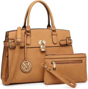 Women Handbags and Purses Fashion Satchel Tote Work Bags Top Handle Shoulder Purses with Matching Wristlet