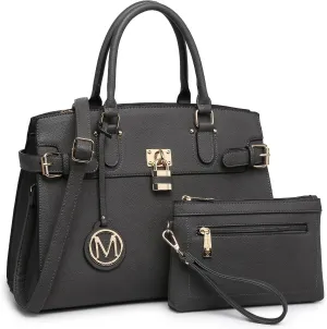 Women Handbags and Purses Fashion Satchel Tote Work Bags Top Handle Shoulder Purses with Matching Wristlet